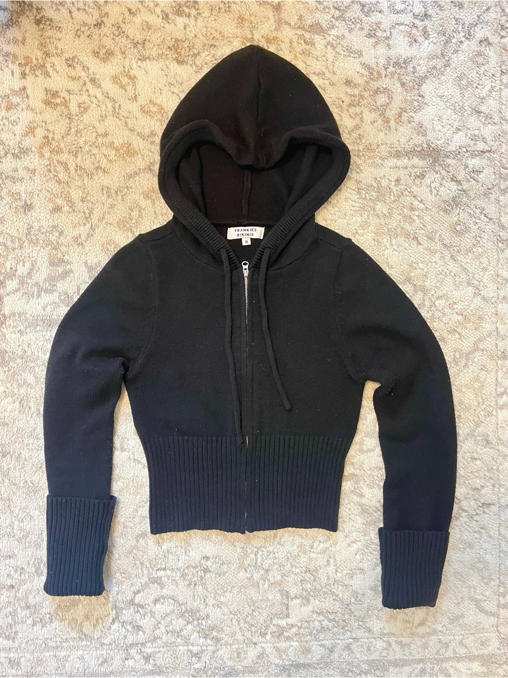 Frankie’s Bikinis Cloud Knit Hoodie in Black